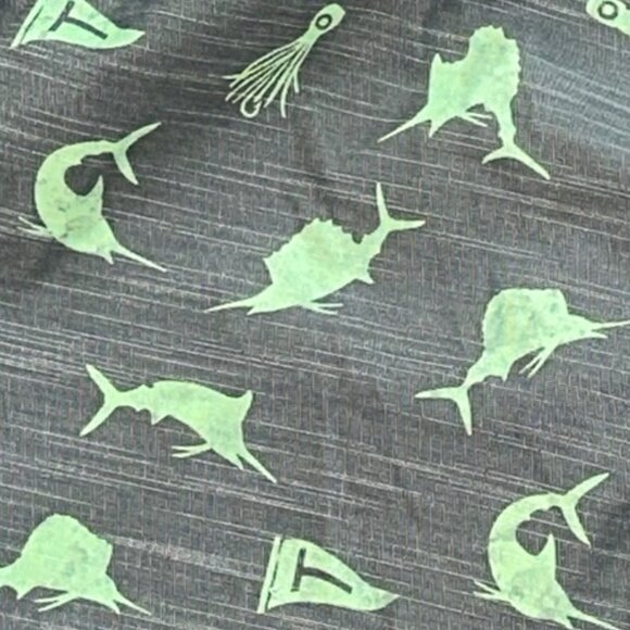 Salt Life Swim Trunks Bathing Suit Shorts Mesh Lined Grey Green Fish Size Medium - Picture 5 of 8